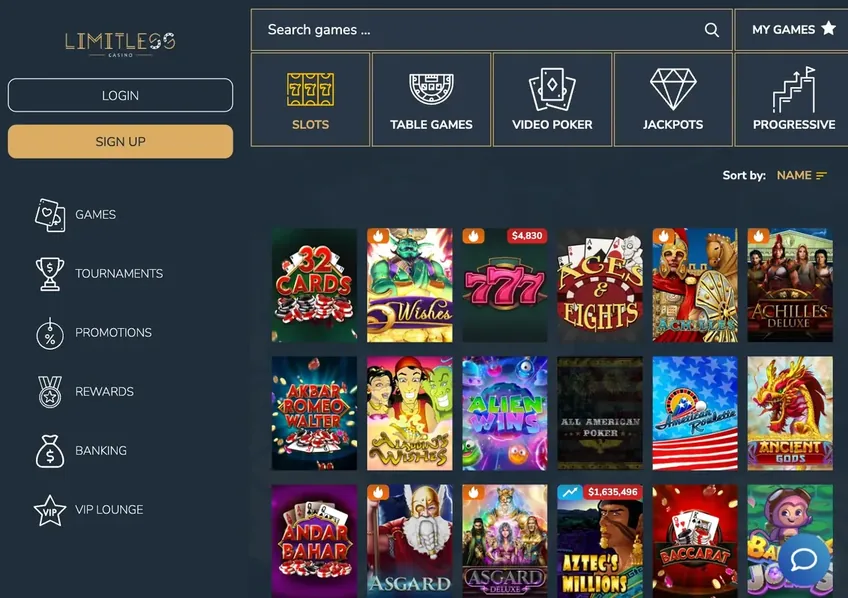 limitless casino pokies games